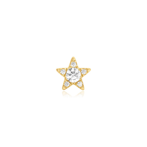 Gold Five-Point Star Barbell Single Earring